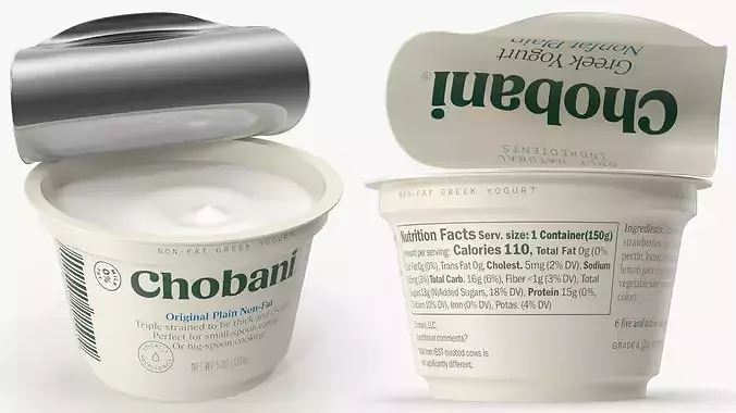 Chobani Greek Yogurt Open Cup White 3D model 3