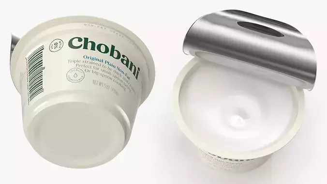 Chobani Greek Yogurt Open Cup White 3D model 4