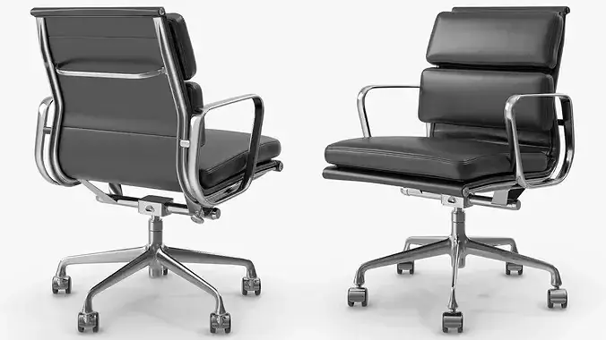 Executive Office Chair with Padded Backrest Black 3D model 3