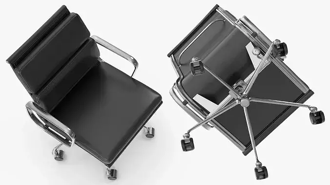 Executive Office Chair with Padded Backrest Black 3D model 4