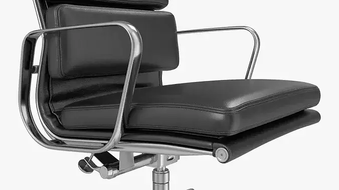 Executive Office Chair with Padded Backrest Black 3D model 5