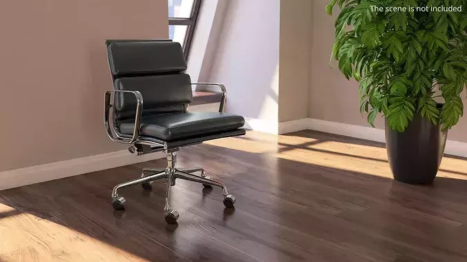 Executive Office Chair with Padded Backrest Black 3D model 2