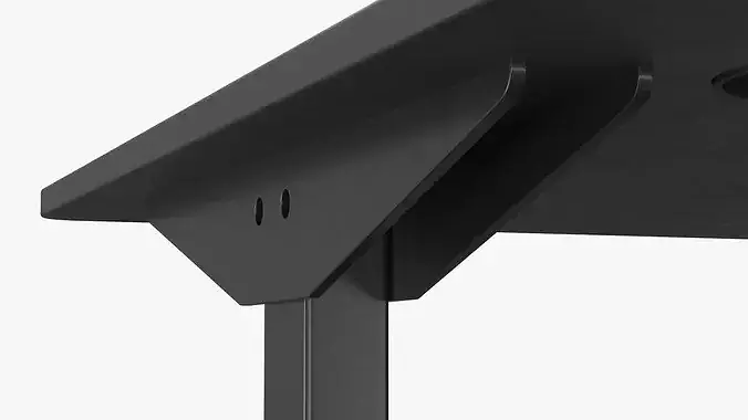 Minimalist Gaming Desk with Cable Outlets Black 3D model 7