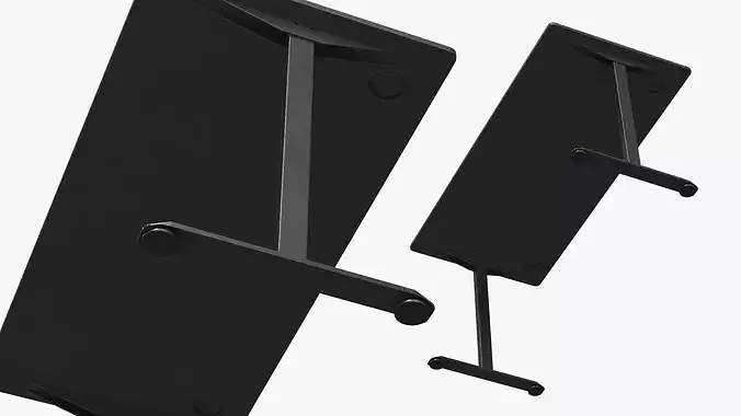 Minimalist Gaming Desk with Cable Outlets Black 3D model 5