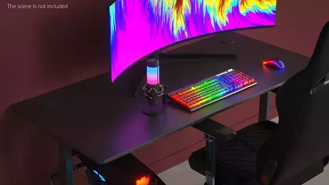 Minimalist Gaming Desk with Cable Outlets Black 3D model 3