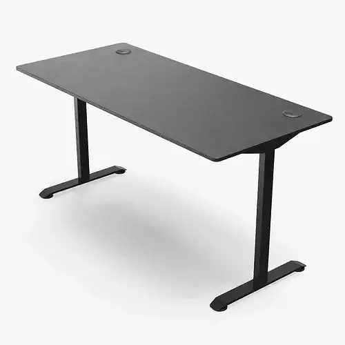 Minimalist Gaming Desk with Cable Outlets Black 3D model