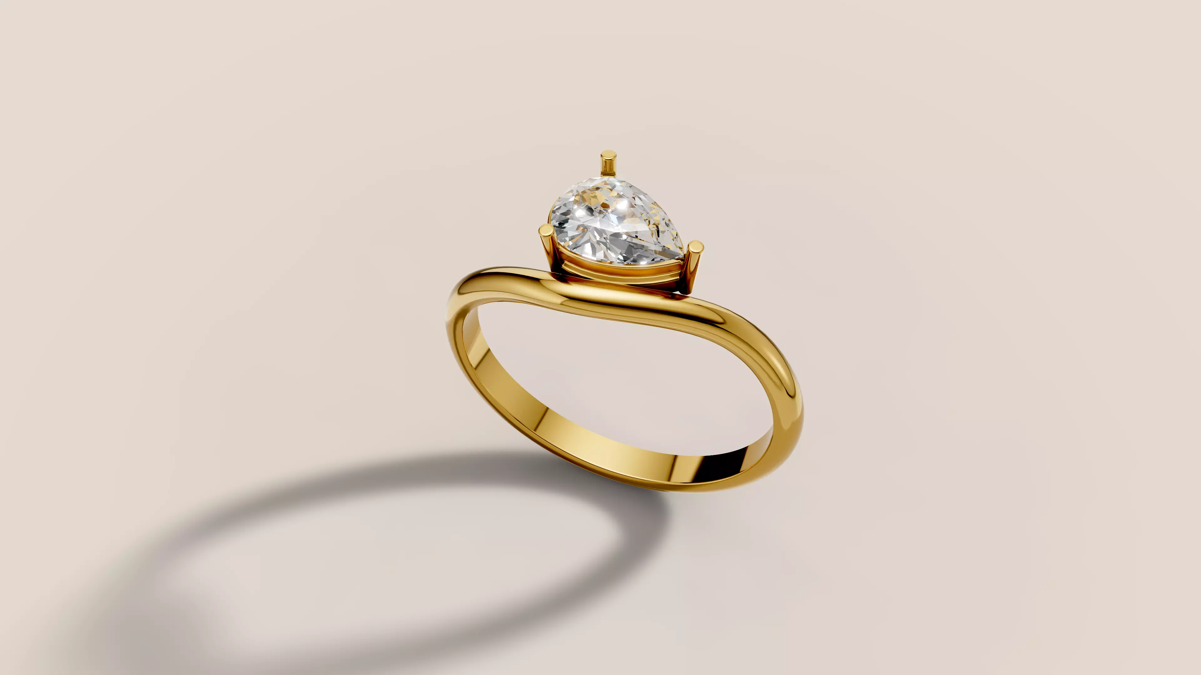 Pear Cut Solitaire Ring 3D Model 3D print model