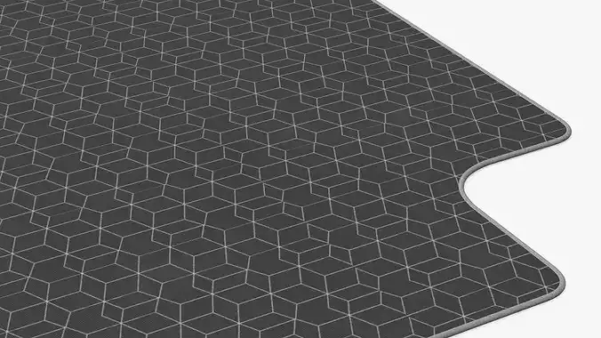 Full Desk Mouse Pad with Geometric Texture Gray 3D model 4