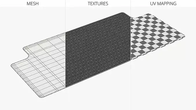 Full Desk Mouse Pad with Geometric Texture Gray 3D model 6