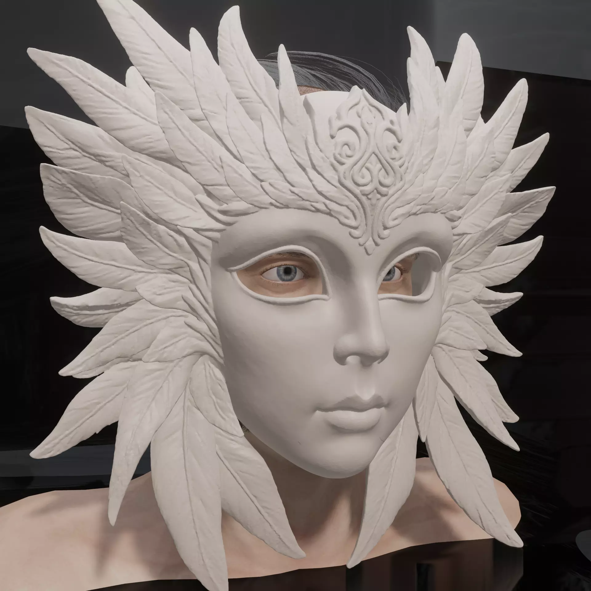 Princess Mask Elegant Fantasy Face Mask STL 3D print model