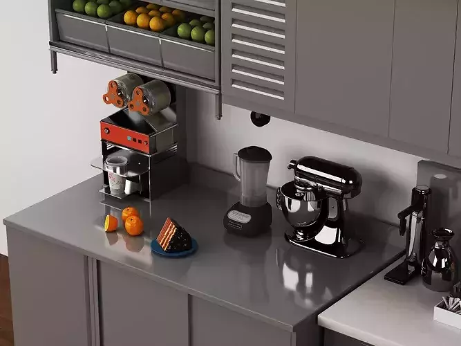 Modern Commercial Cafe Bar Counter Low-poly 3D model 7