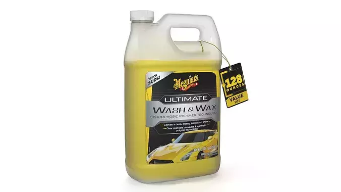 Meguiars Ultimate Wash and Wax Car Shampoo 128 oz Yellow 3D model