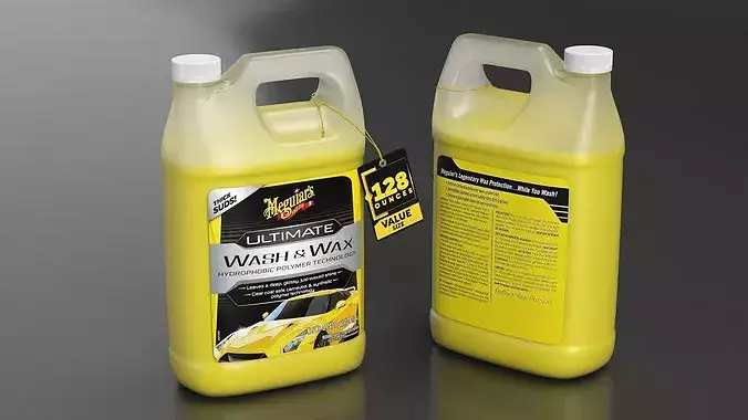 Meguiars Ultimate Wash and Wax Car Shampoo 128 oz Yellow 3D model 2