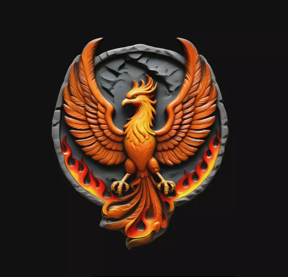 Rising Phoenix Flame Medallion Pendant Jewelry Model 3D print model
