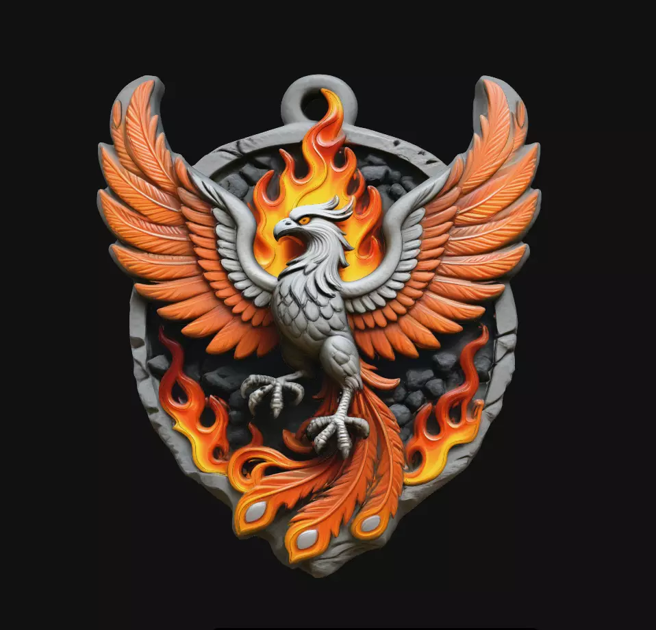 Phoenix Firebird Oval Medallion Pendant Jewelry Model 3D print model
