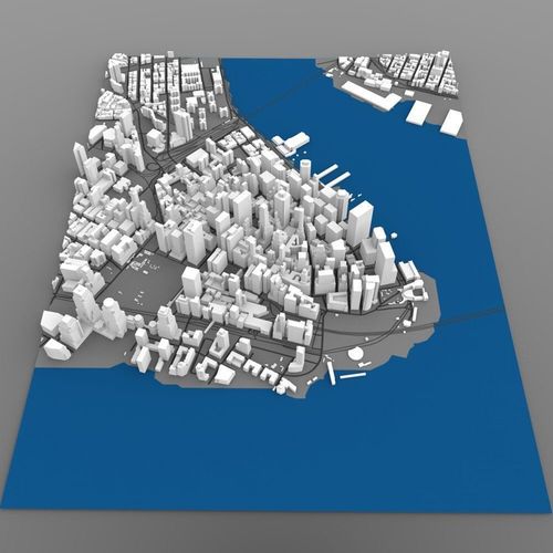 Lower Manhattan Cityscape- 3ds and obj 3D model