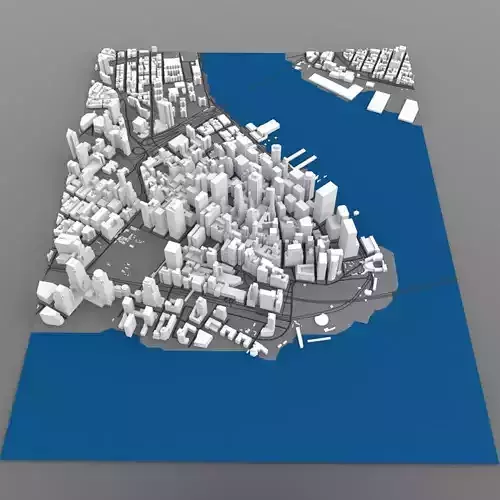 Lower Manhattan Cityscape- 3ds and obj 3D model