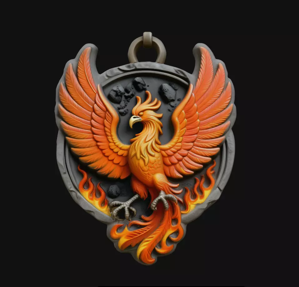 Phoenix Firebird Winged Medallion Pendant Jewelry Model 3D print model
