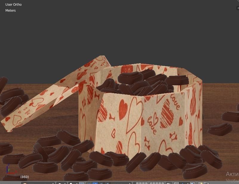 Box of chocolate hearts  3D model_3