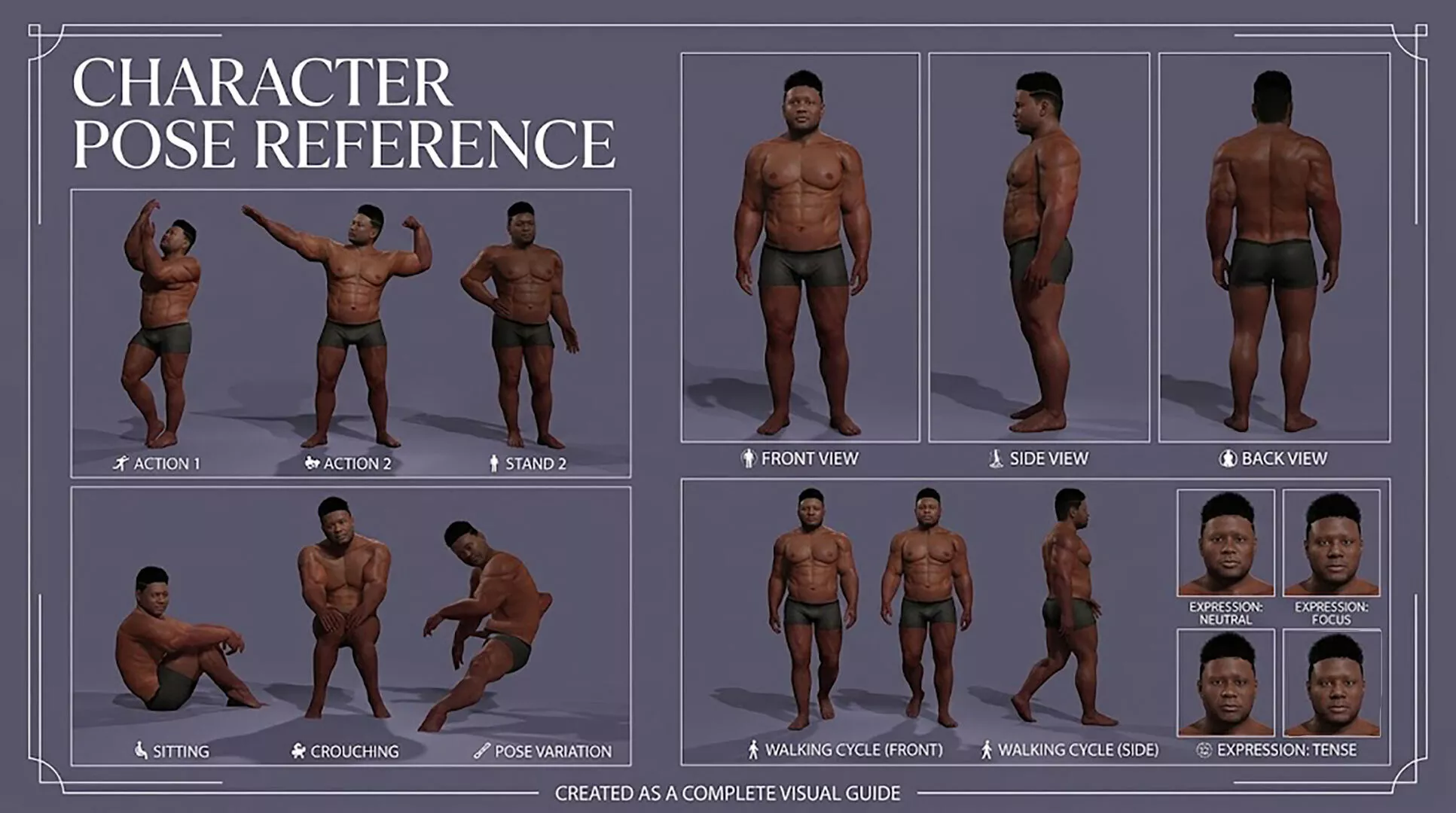 Realistic Muscular Black Male Character Fully Rigged Blendshapes 3D model