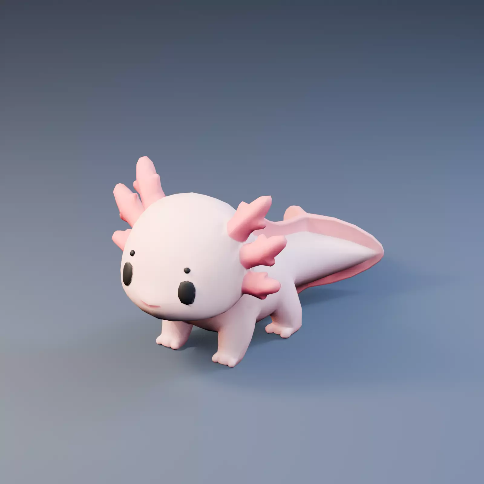 Cute Stylized Low Poly Axolotl Low-poly 3D model
