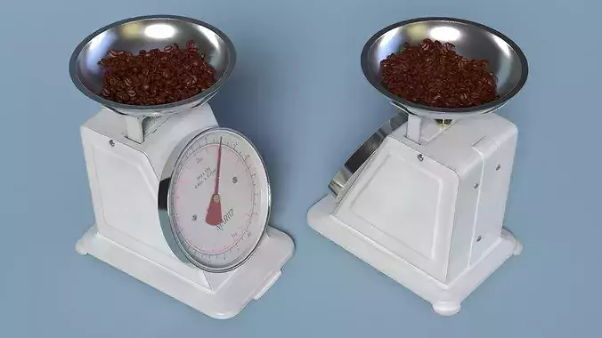 Marliz Kitchen Scale with Coffee Beans White 3D model 2