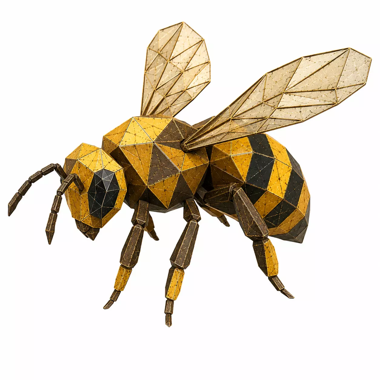 Flying Low Poly Bee 3D Model - Geometric Insect Asset 3D print model