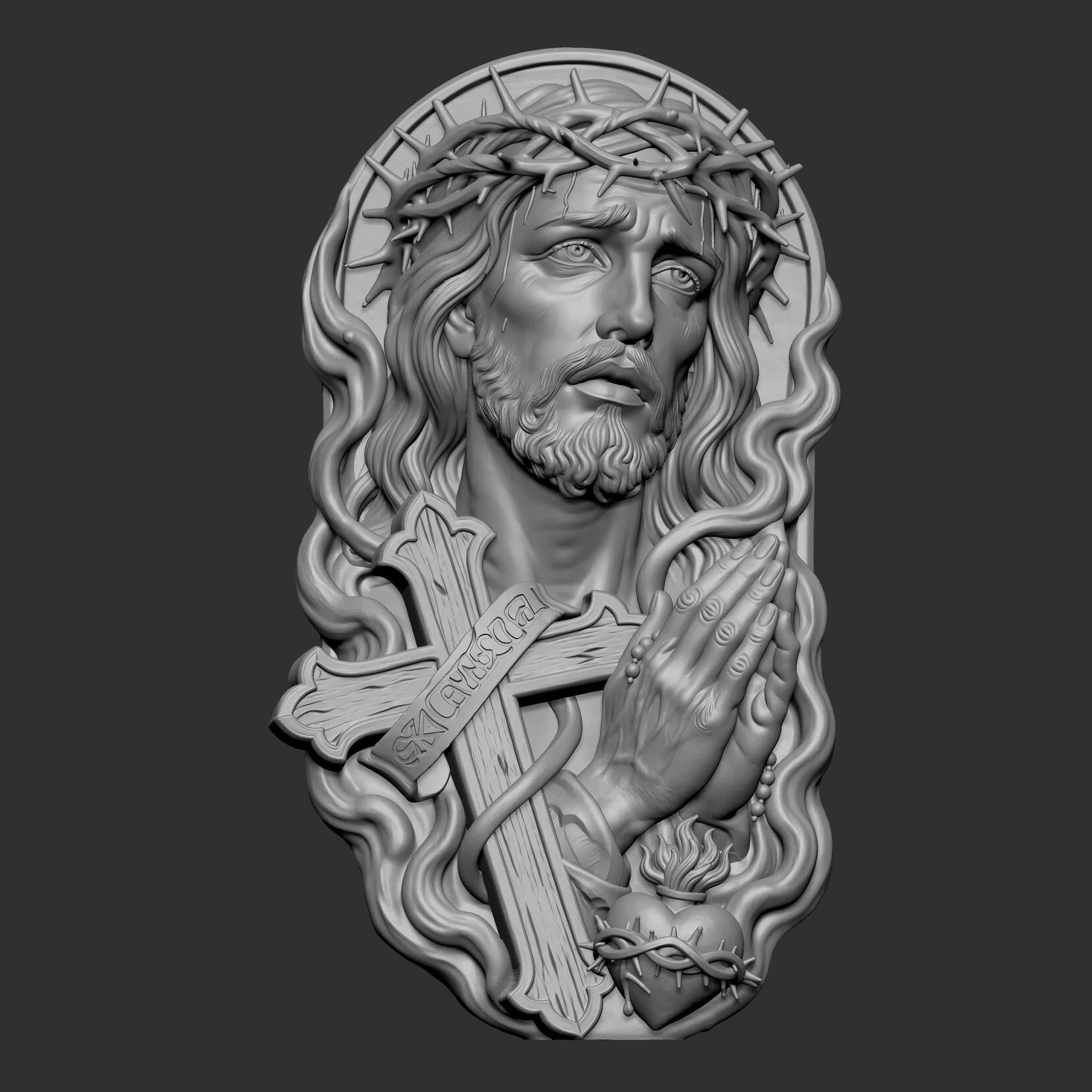 3D relief sculpture depicts the Ecce Homo 3D print model
