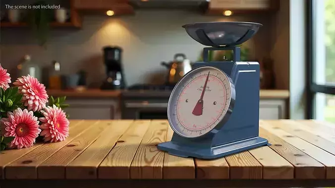 Retro Kitchen Scale Analog Dark Blue 3D model 2