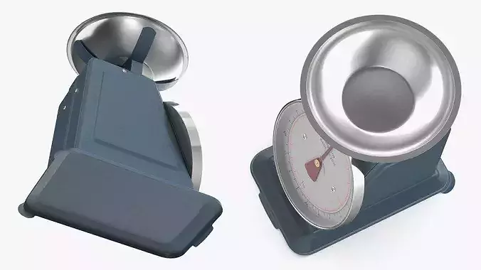 Retro Kitchen Scale Analog Dark Blue 3D model 5