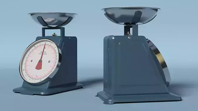 Retro Kitchen Scale Analog Dark Blue 3D model 3