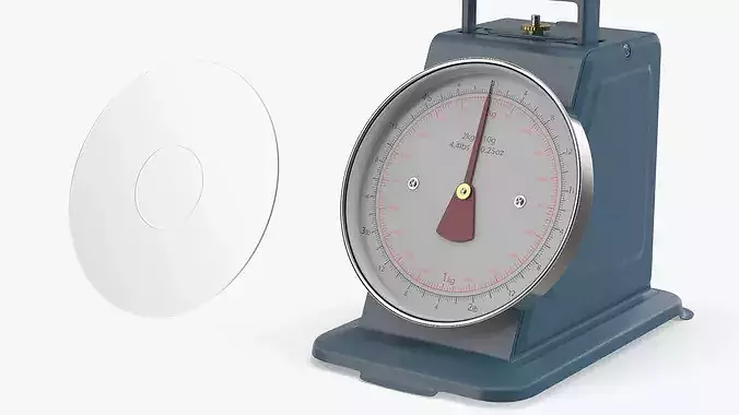 Retro Kitchen Scale Analog Dark Blue 3D model 7