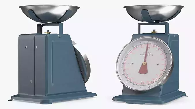 Retro Kitchen Scale Analog Dark Blue 3D model 4