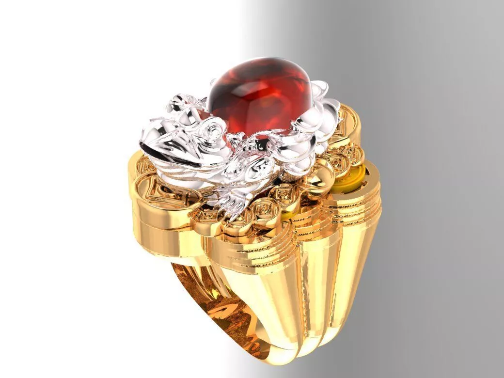 Feng Shui Money Frog Toad Signet Ring 3D print model