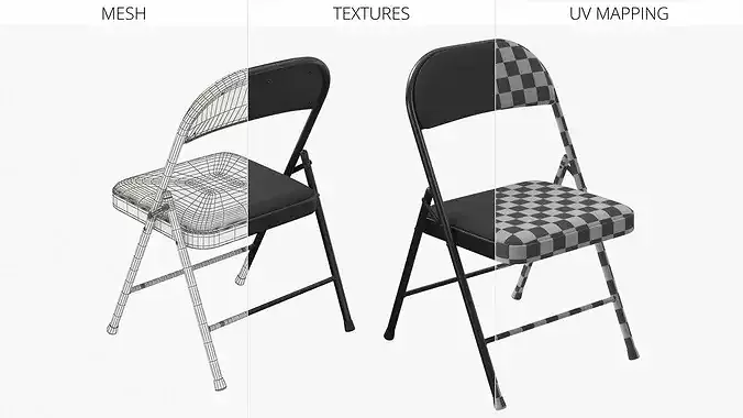 Compact Foldingniture Chair Black 3D model 6