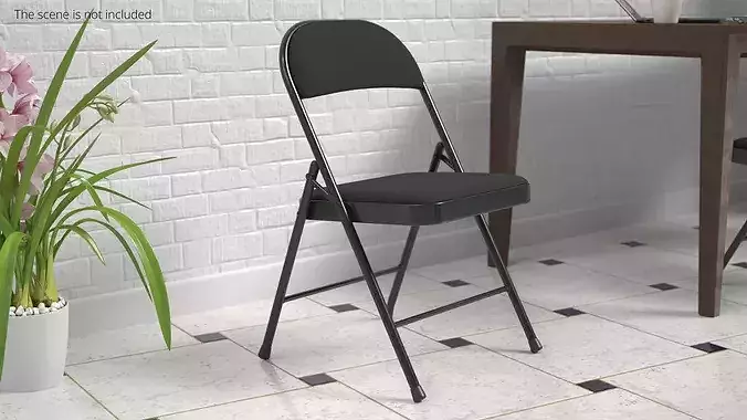 Compact Foldingniture Chair Black 3D model 2
