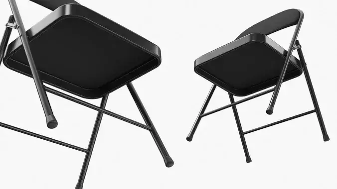 Compact Foldingniture Chair Black 3D model 5