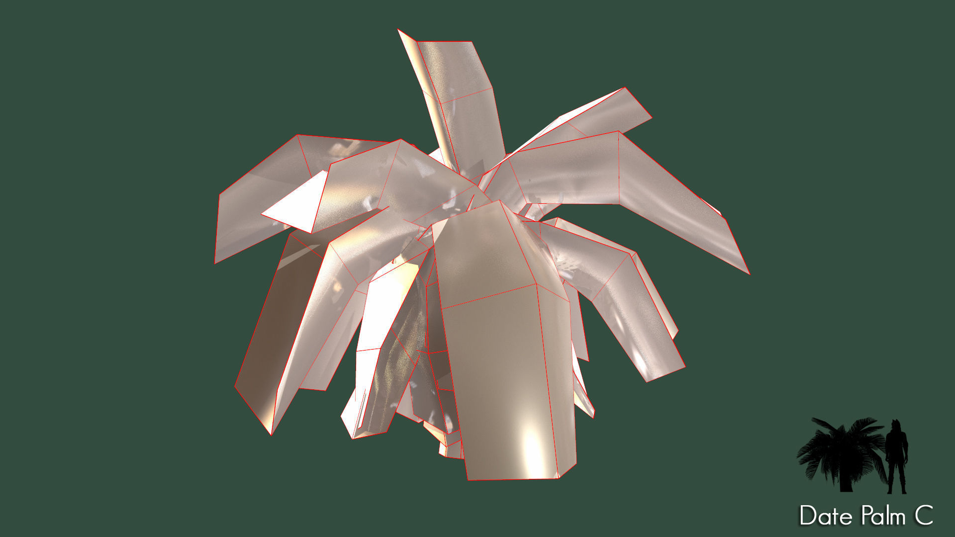 Date Palm Low-poly 3D model_6