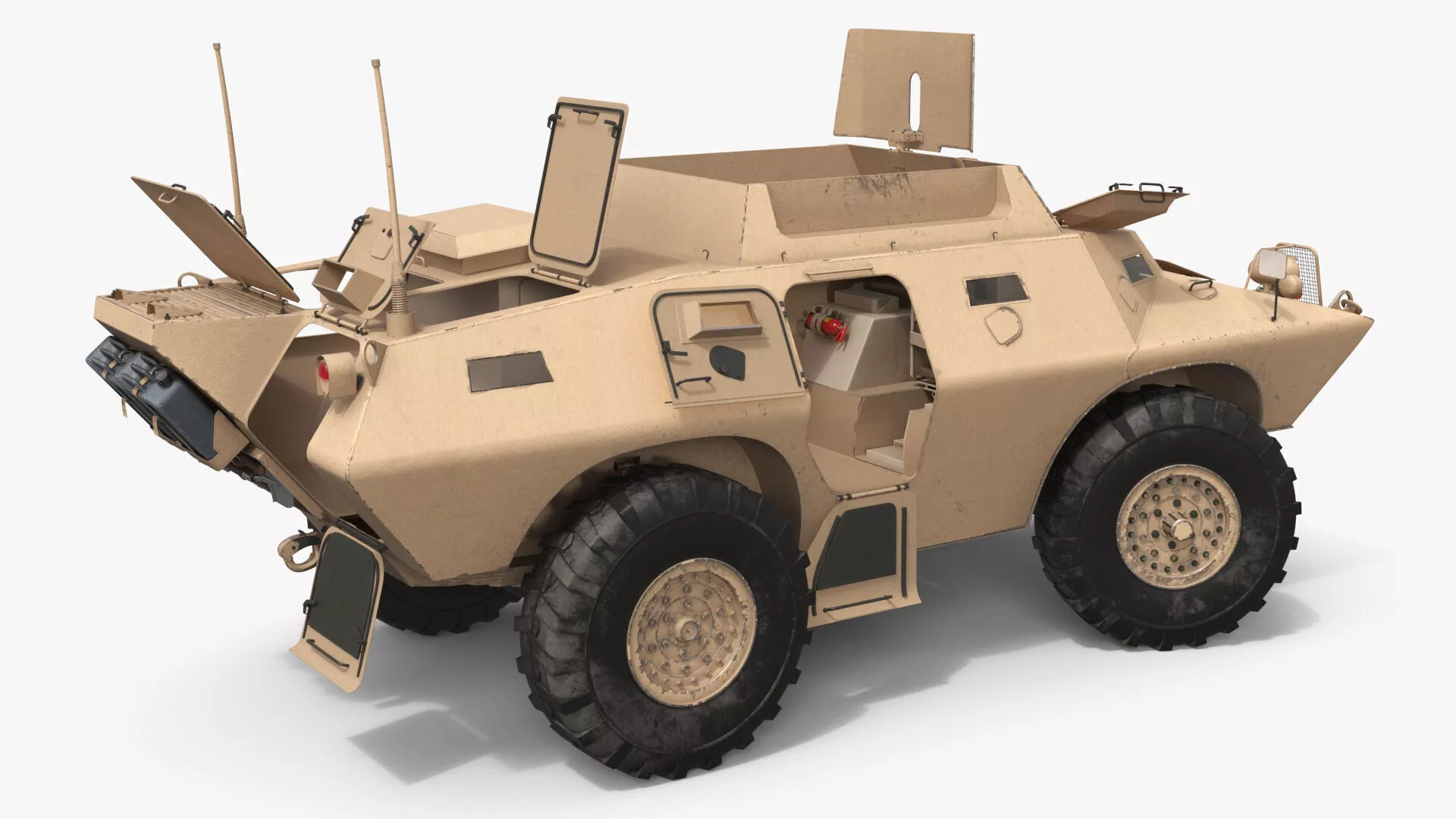 Wheeled Armored Transport Vehicle with Interior Rigged for C4D 3D model