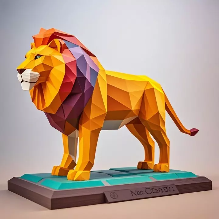 4461 Color Low Poly Roaring Lion STL DND ARTE 3D 3D print model