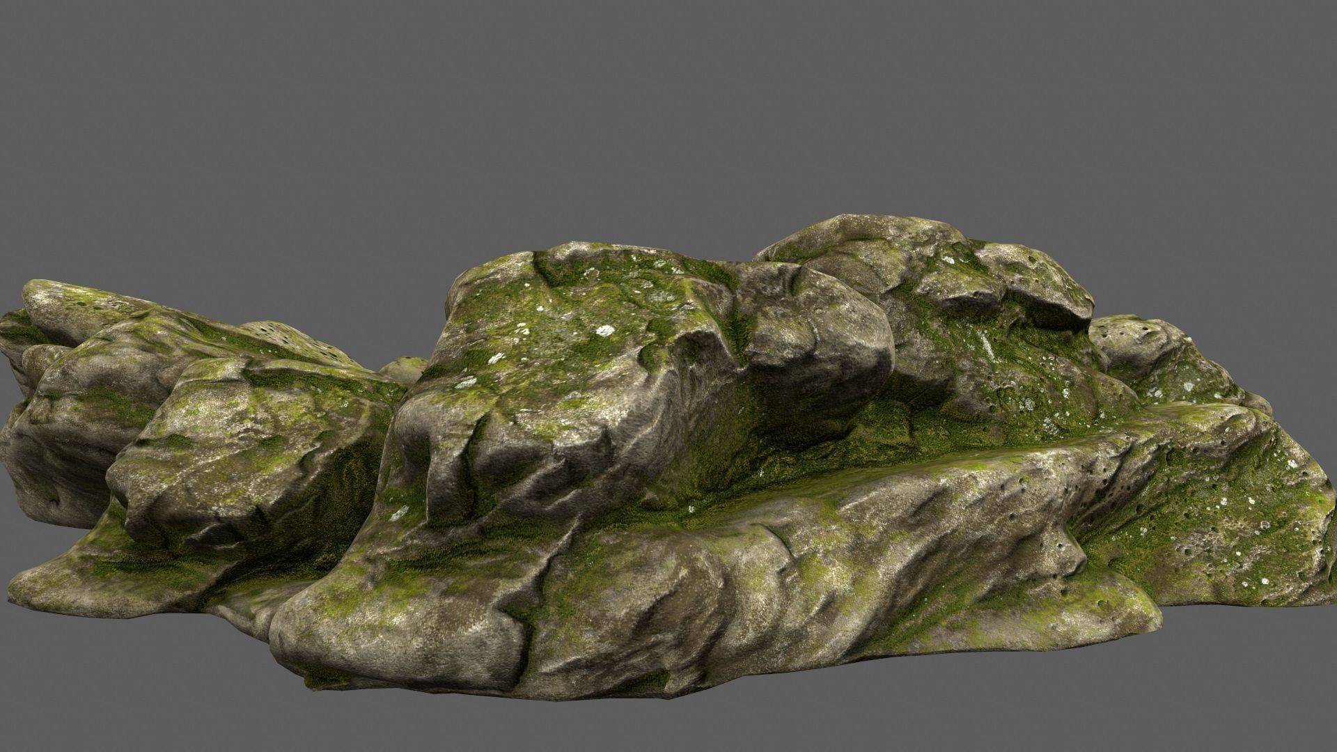 Rocks with moss on top Low-poly 3D model_1