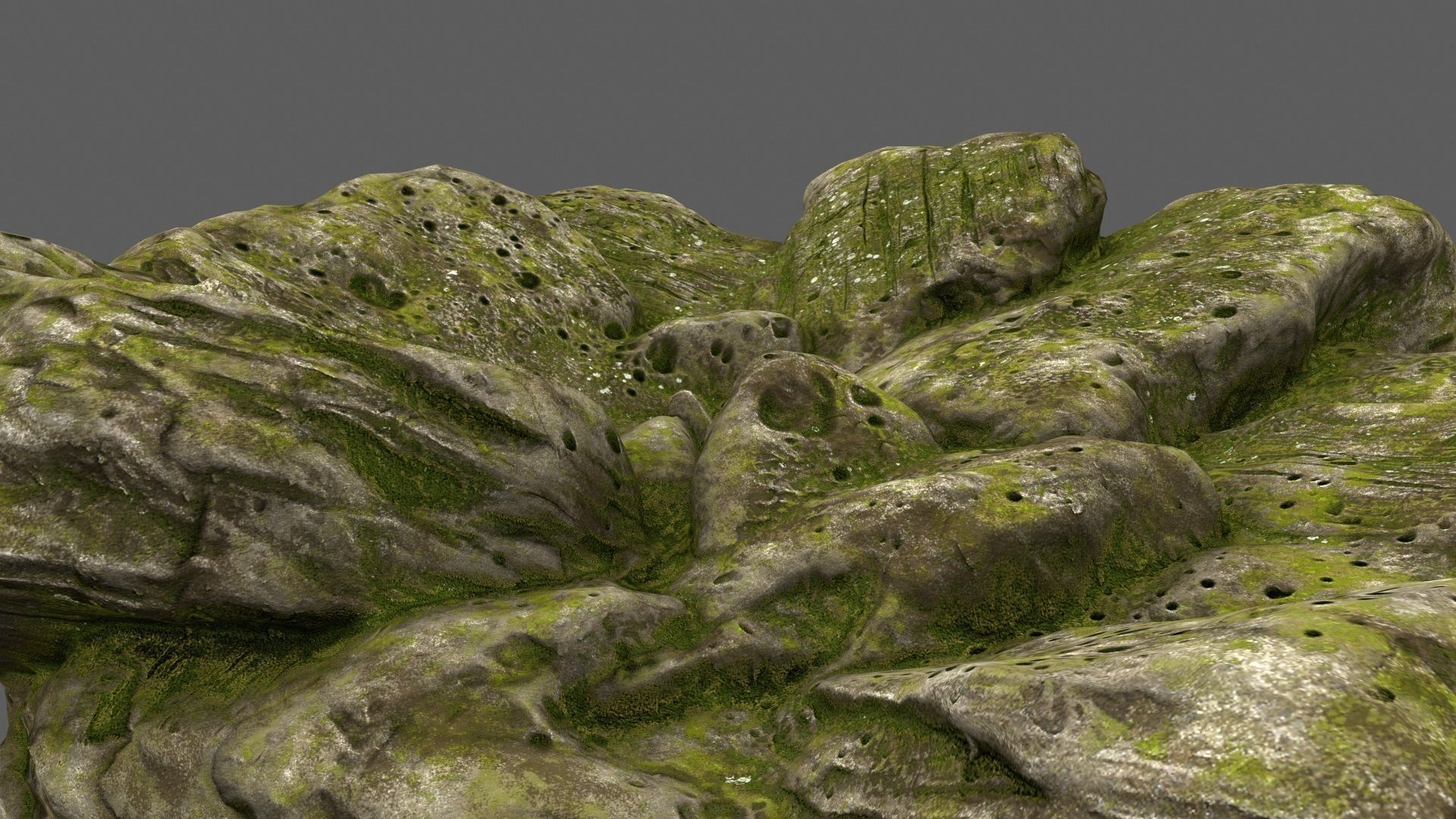 Rocks with moss on top Low-poly 3D model_16