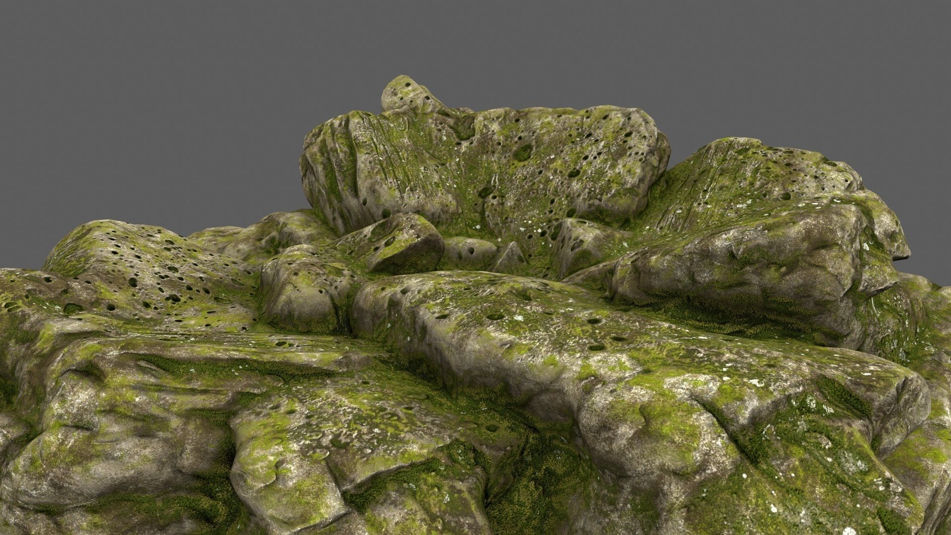 Rocks with moss on top Low-poly 3D model_12
