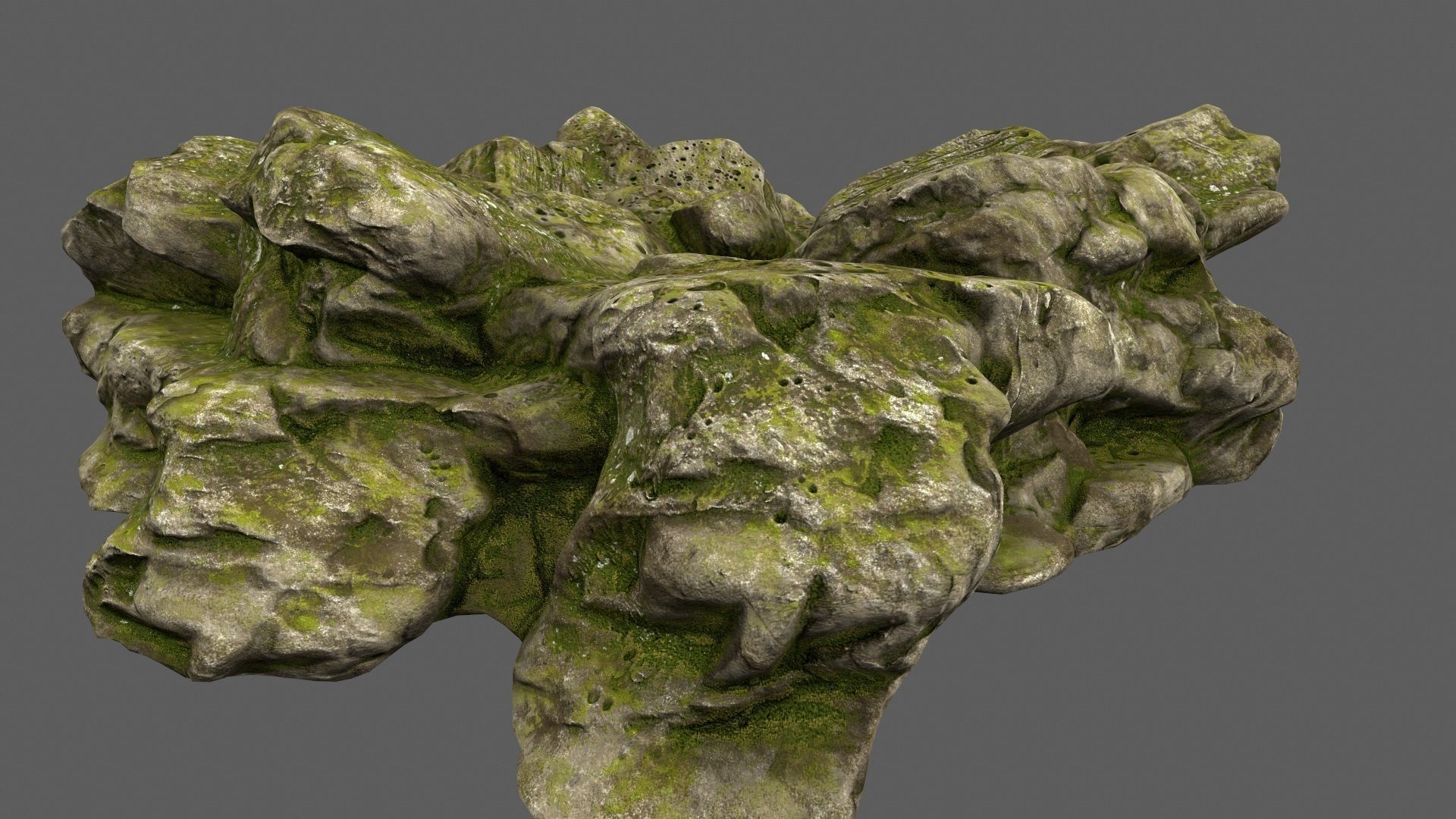 Rocks with moss on top Low-poly 3D model_5
