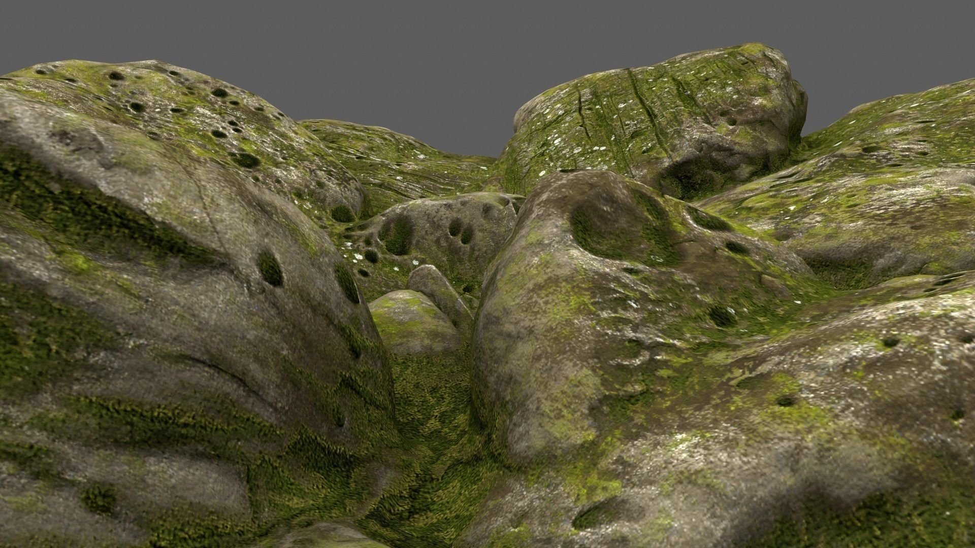 Rocks with moss on top Low-poly 3D model_17