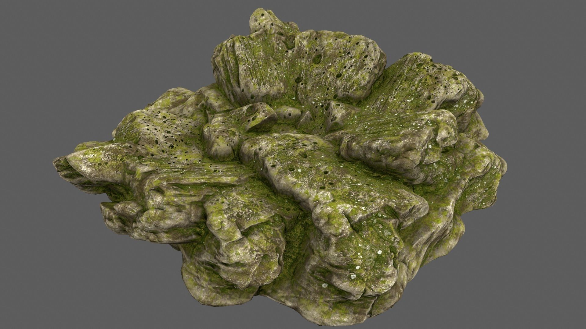 Rocks with moss on top Low-poly 3D model_8