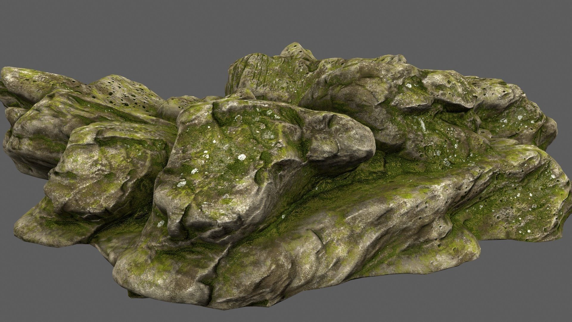 Rocks with moss on top Low-poly 3D model_3