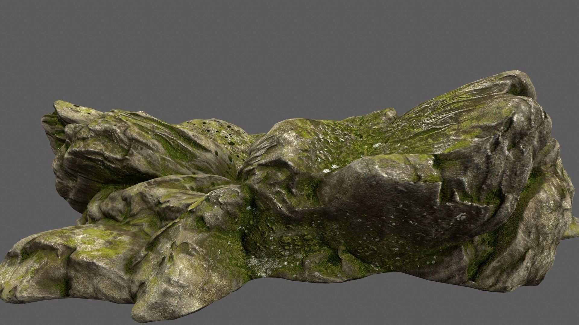 Rocks with moss on top Low-poly 3D model_2