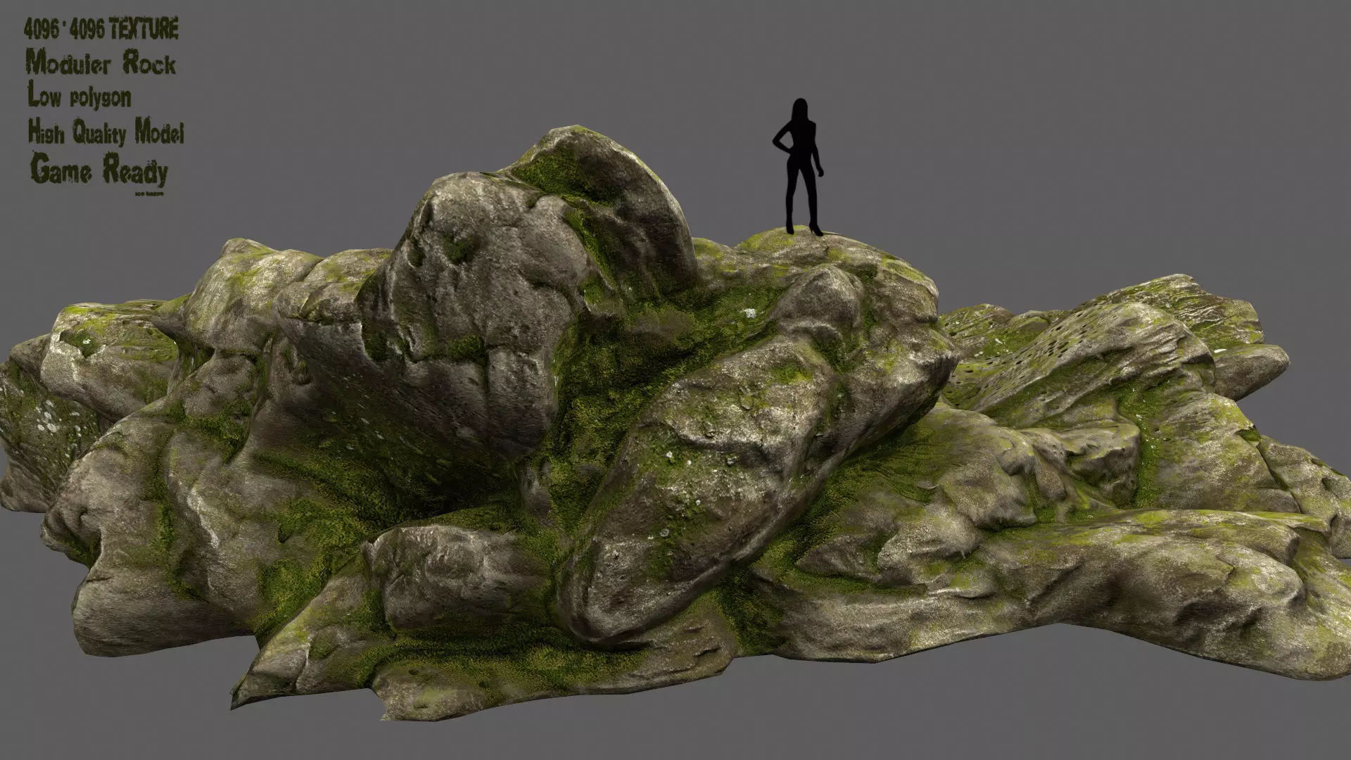 Rocks with moss on top Low-poly 3D model_0