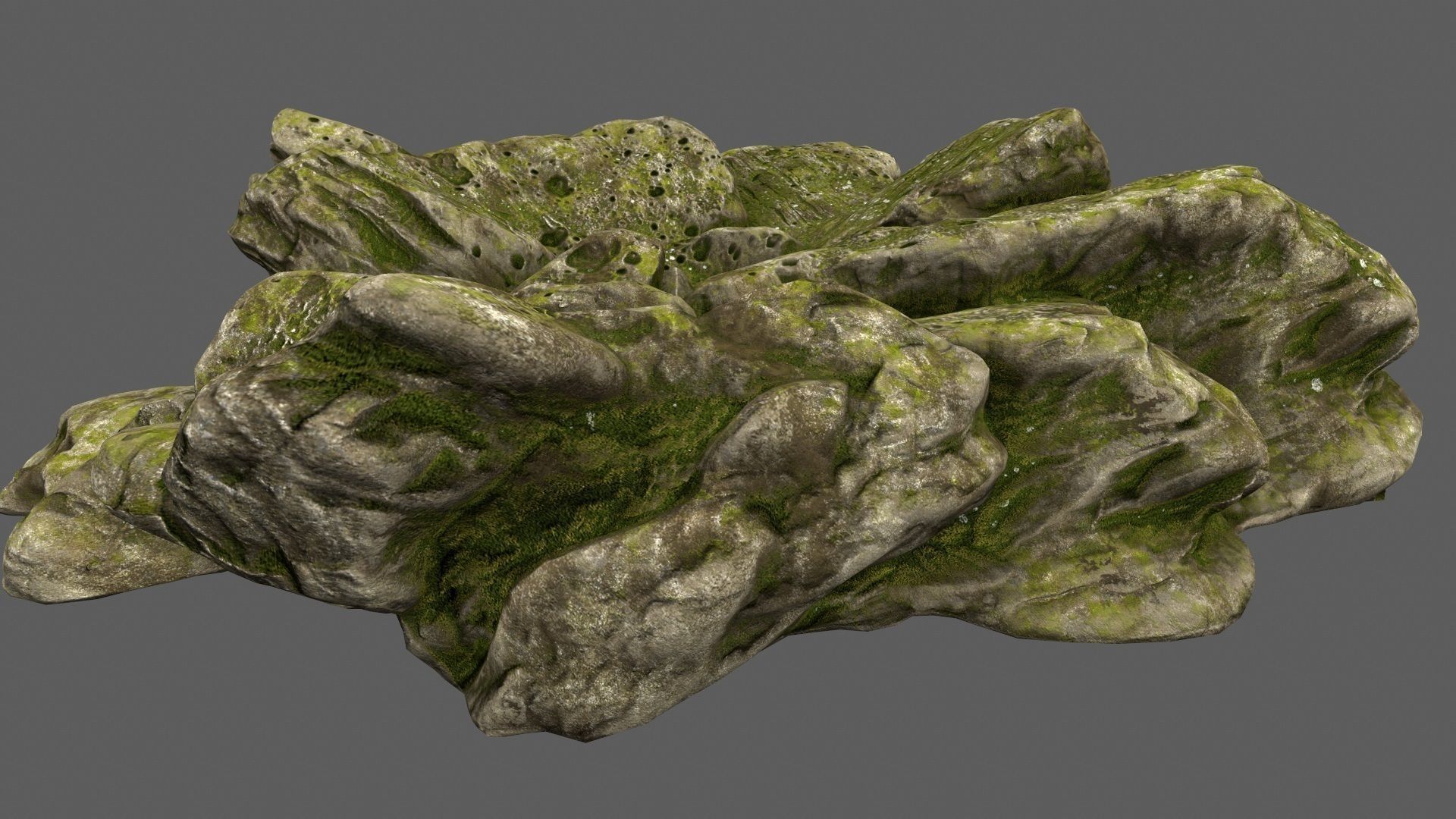 Rocks with moss on top Low-poly 3D model_6